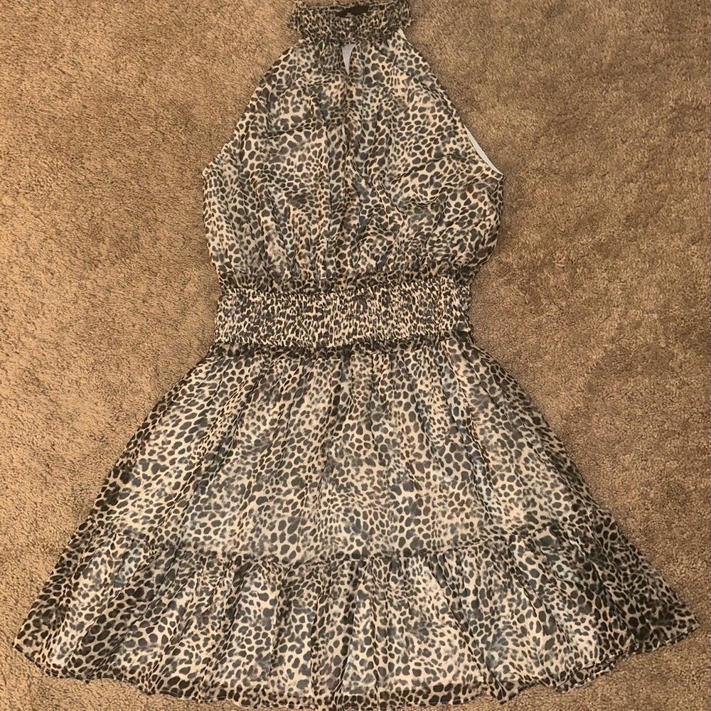 VICI Size L Halter Leopard Print Mini Dress NWOT